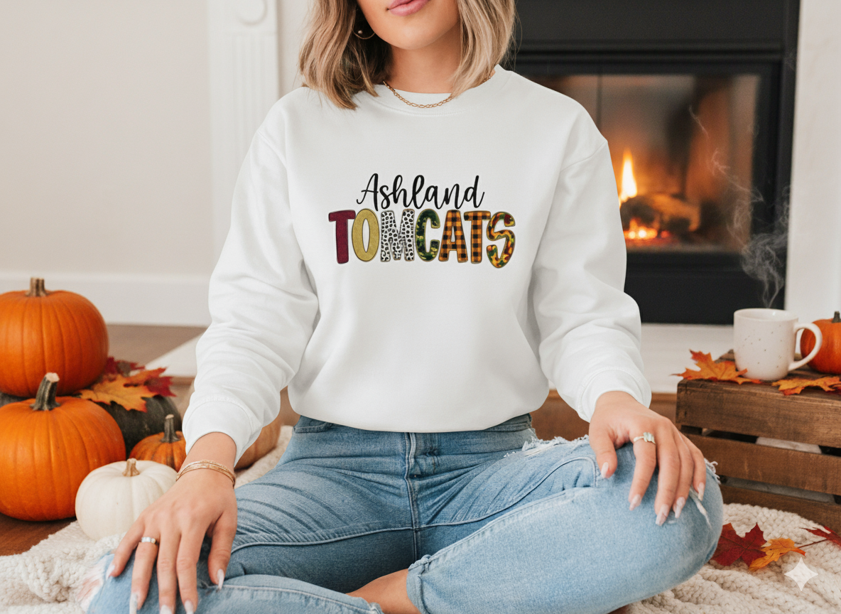 Ashland Tomcats High School Fall Theme Sports wear Unisex Premium Sweatshirt